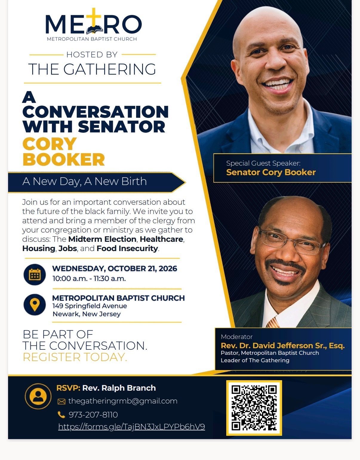 The Gathering and Pastor David Jefferson Sr. Convene Clergy with Senator Cory Booker