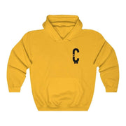 Front view of gold Clout Doesn't Equal Currency sweatshirt.