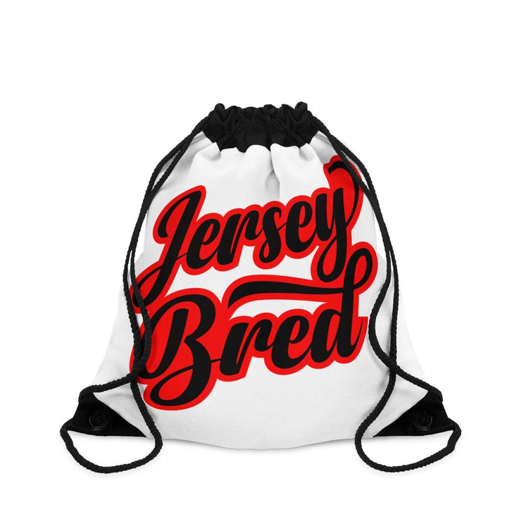 This is a mock up of what the Jersey Bred drawstring bag looks like when it is full.