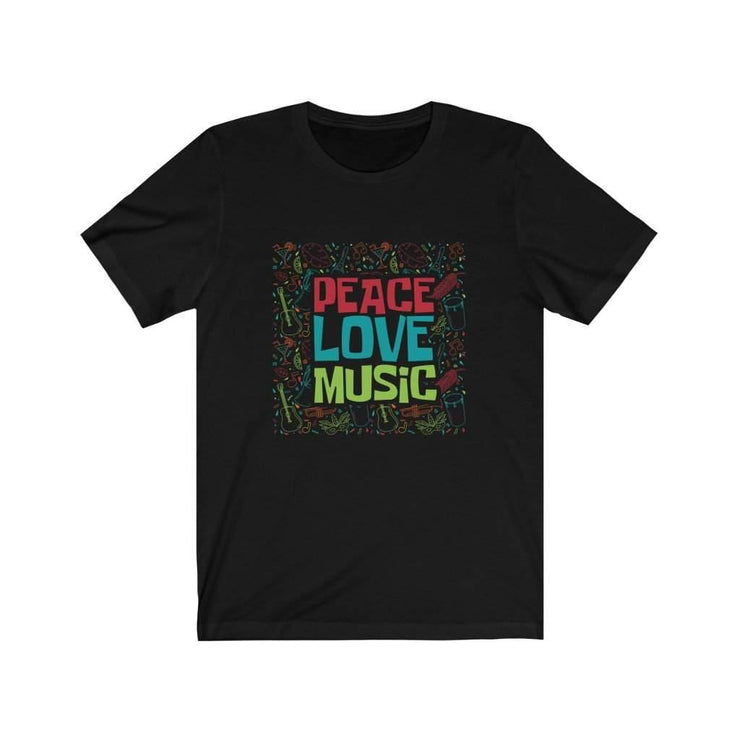 black Peace Love Music graphic Tee version two.