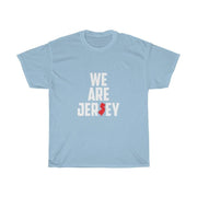 This is the light blue We Are Jersey Unisex Triblend Tee.